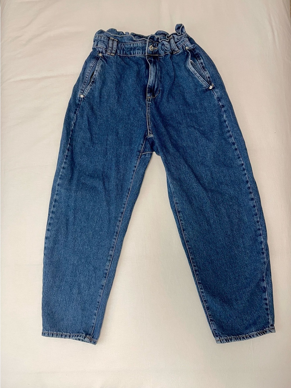 Zara Women  Denim Paperbag Waist Jeans size 8